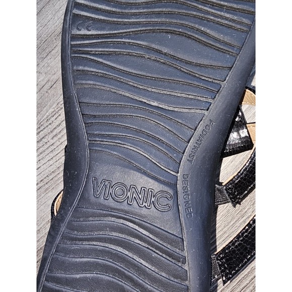 Vionic Elvia US 11 EU 43 Womens Adjustable T-Strap Thong Sandals Black - Picture 6 of 8